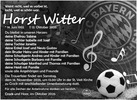 Traueranzeige Horst Witter