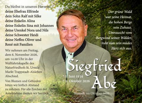 Traueranzeige Siegfried Abé