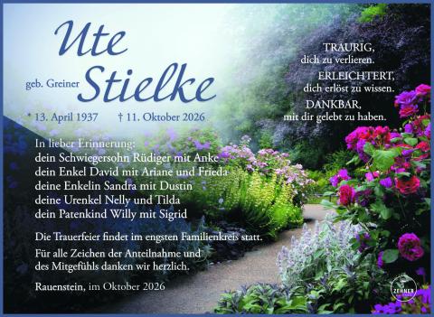 Traueranzeige Ute Stielke