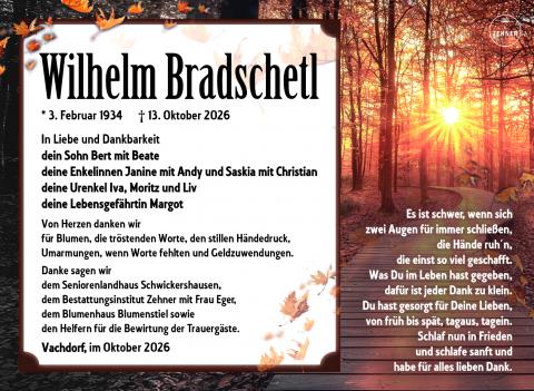 Traueranzeige Wilhelm Bradschetl