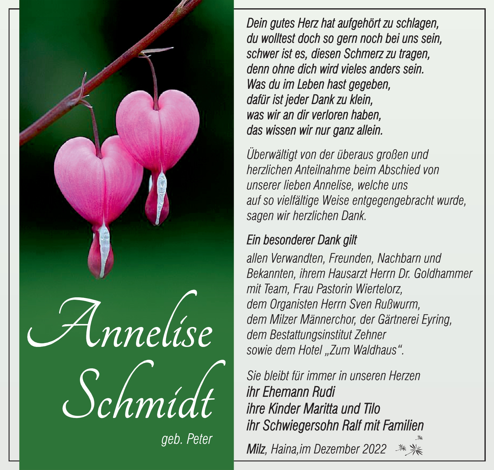 Annelise Schmidt Trauerportal Zehner