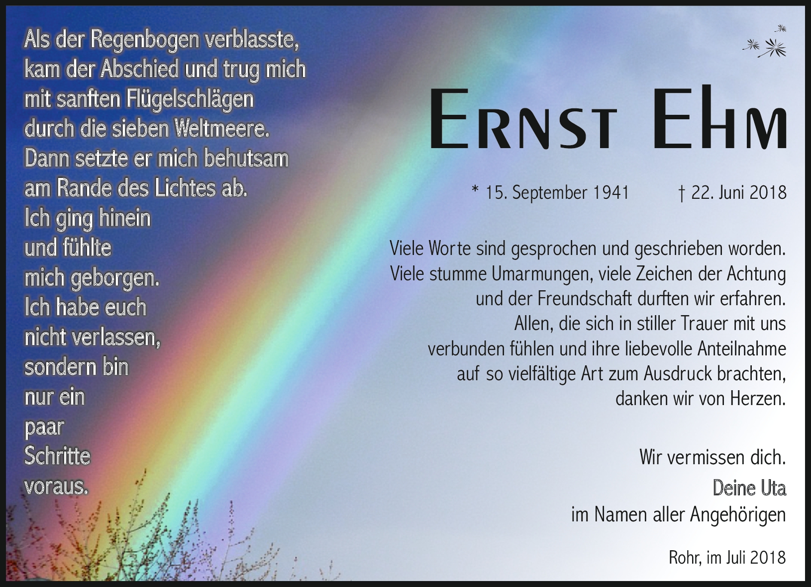 Download Regenbogen spruch trauer For Android