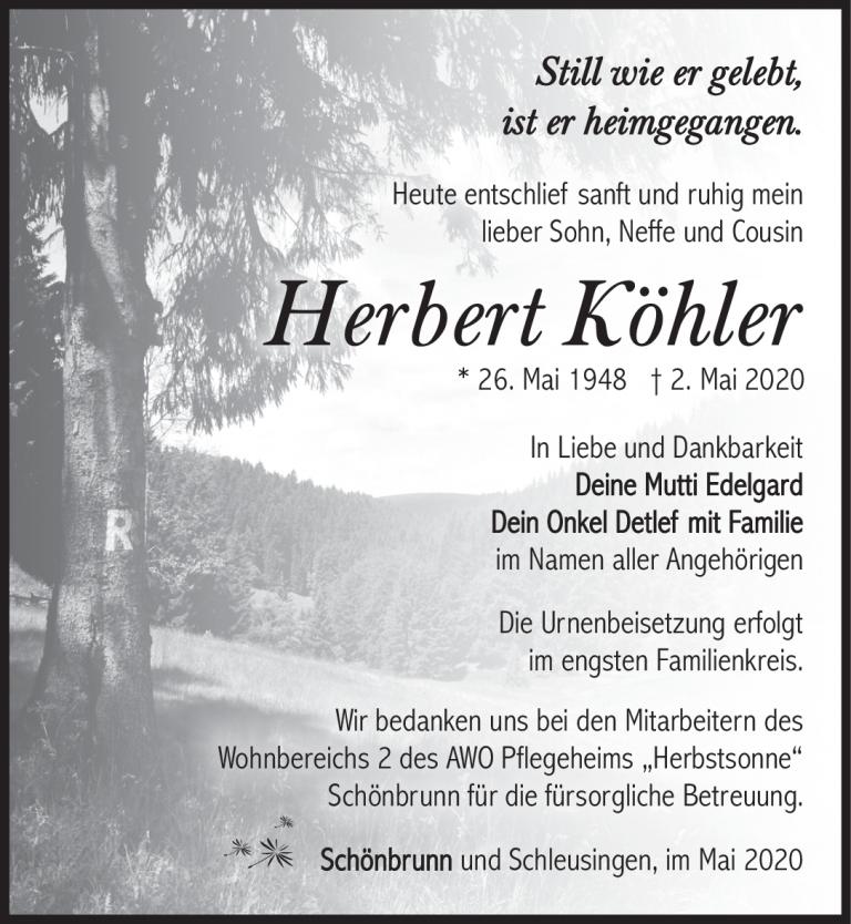 Herbert Köhler Trauerportal Zehner